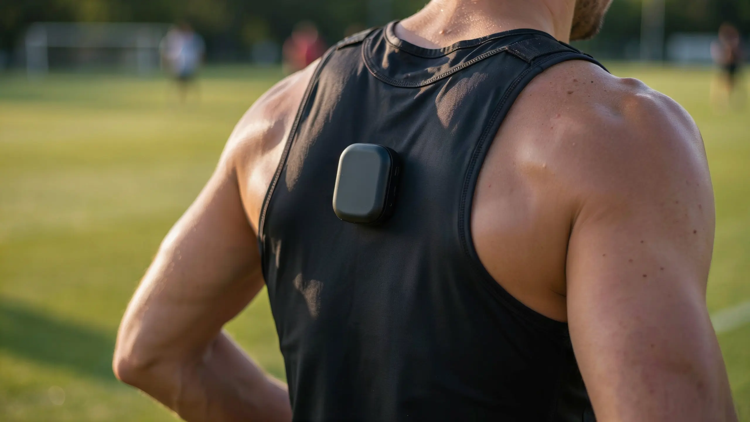 Athlete wearing a GPS tracking vest during training