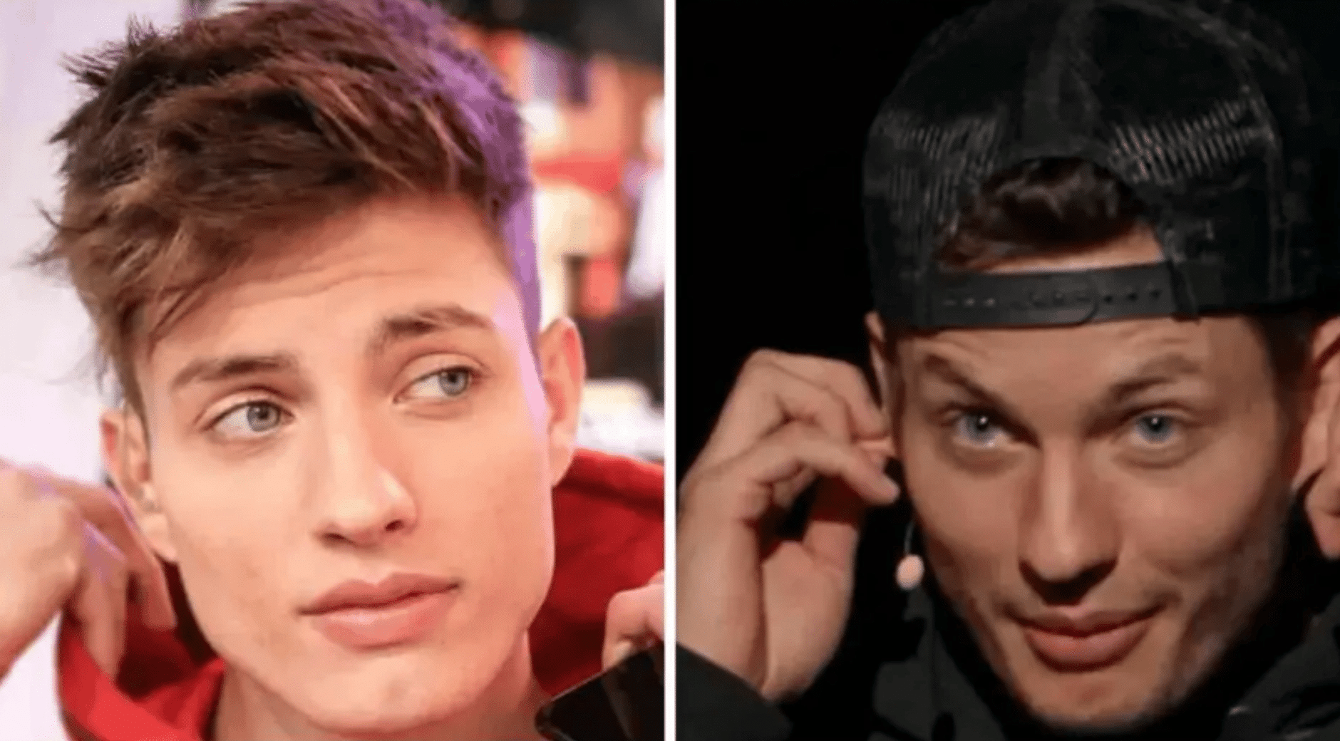 Before and after comparison showing a man's changing hairstyle and appearance in two different photos.