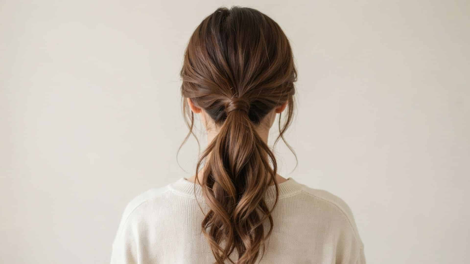 Low wavy romantic ponytail with soft face-framing pieces left loose