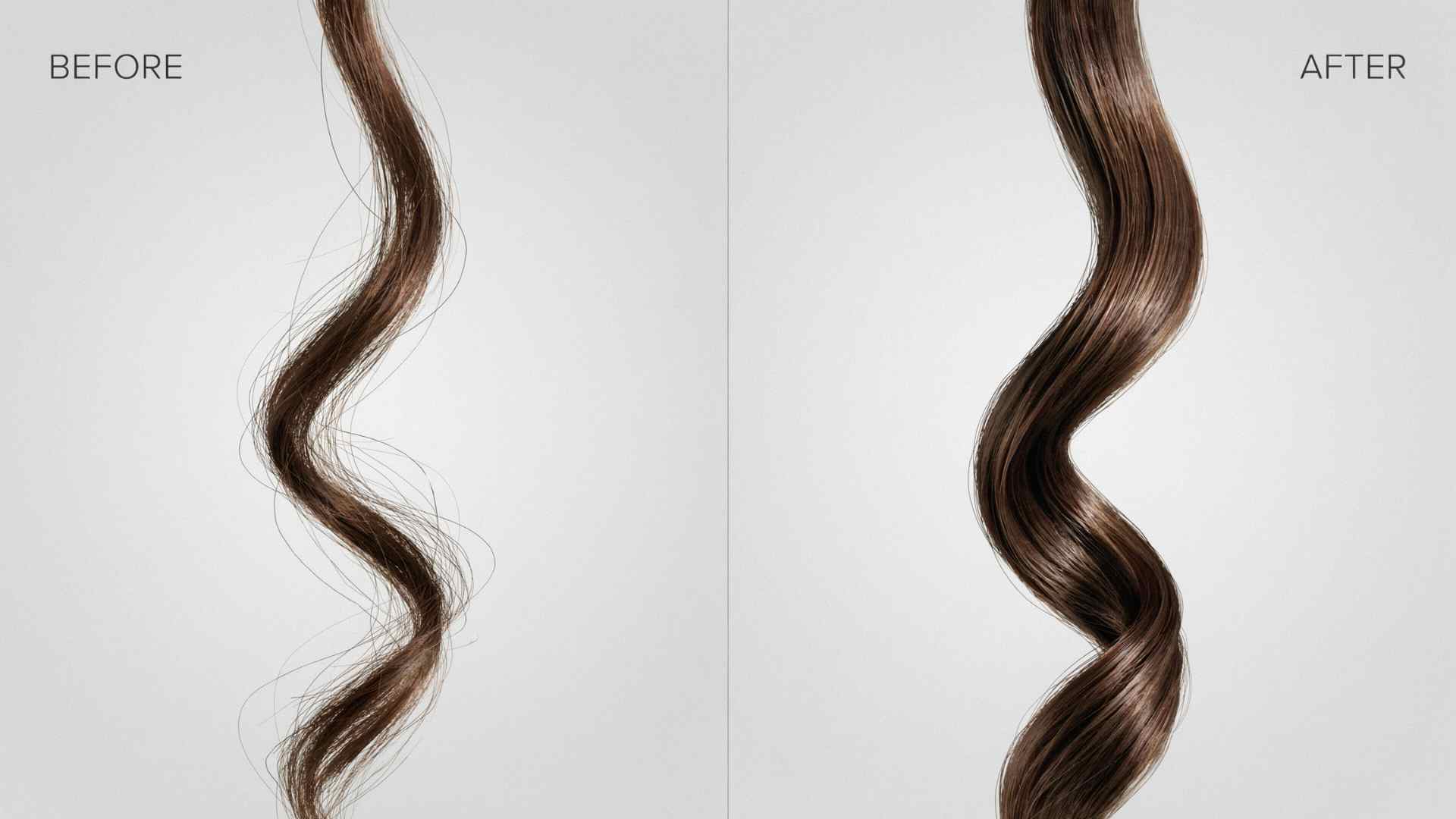 Hair before and after gloss treatment shine comparison
