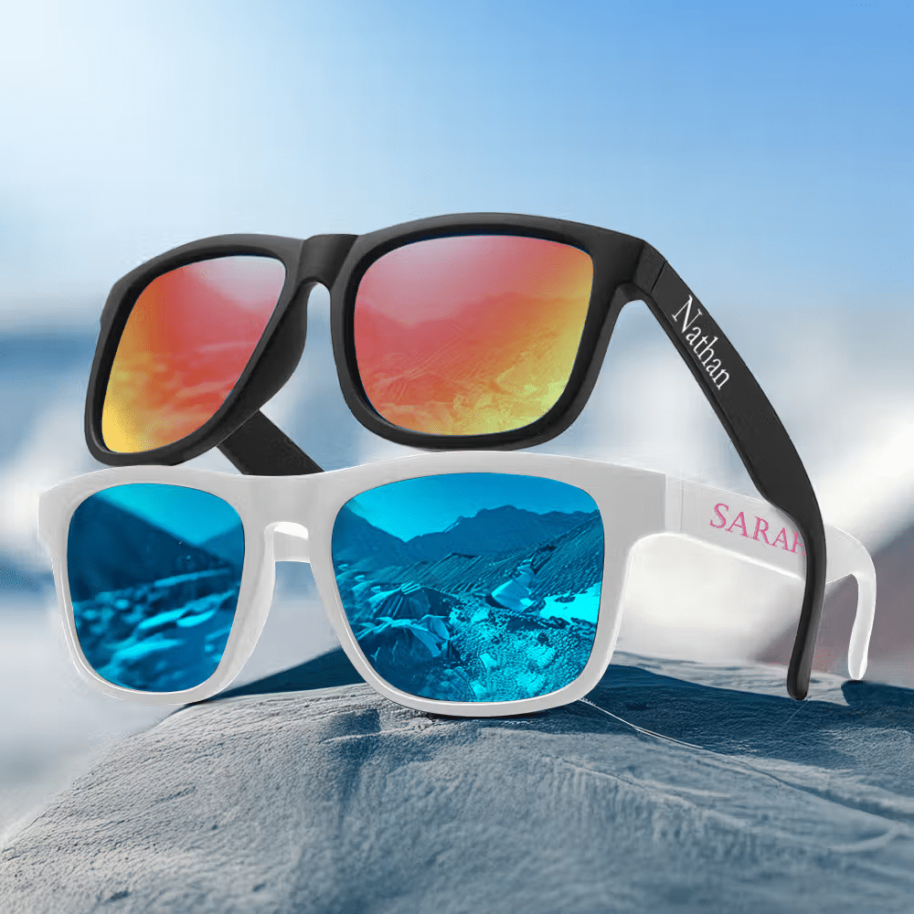 4. Polarized Sunglasses with UV Protection and Text
