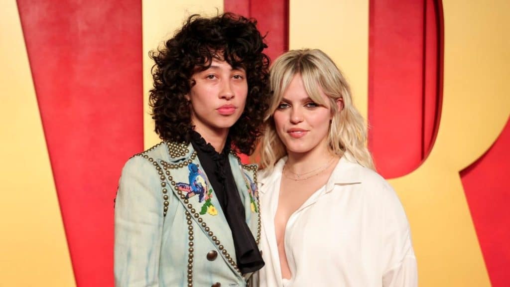 Reneé Rapp posing with girlfriend Towa Bird at a red carpet event.
