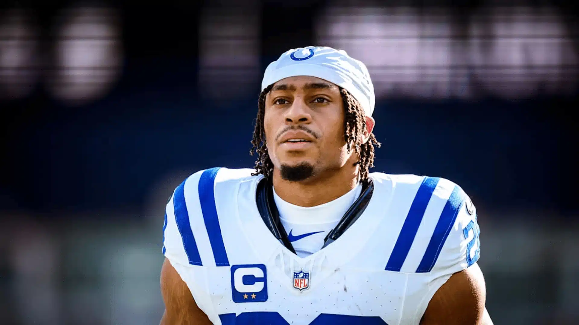 Jonathan Taylor wearing an Indianapolis Colts uniform on the field