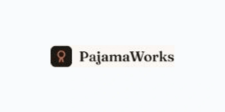 Black and orange PajamaWorks logo on white background
