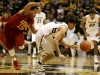 Senior guard Sabatino Chen beats USC's Chass Bryan to a loose ball during a game against USC at the Coors Events Center on Thursday, Jan. 10, 2013. Chen recovered 4 of CU's 15 steals on the night. (Kai Casey/CU Independent)