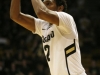 Freshman Xavier Johnson puts up a three-pointer during a game against USC at the Coors Events Center on Thursday, Jan. 10, 2013. Johnson recorded 7 points in his second career start. (Kai Casey/CU Independent)